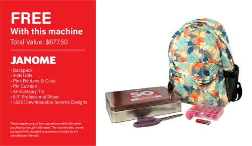 BONUS Tins, Scissors, USB, Bobbins, Pin Cushion, Backpack Total Value $677.50
